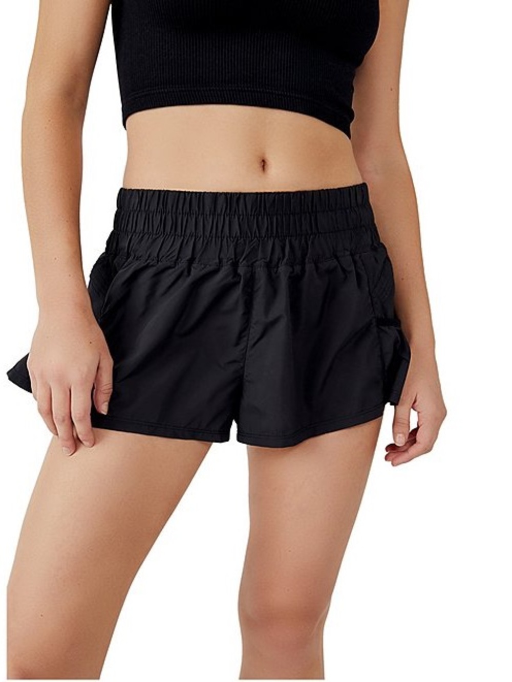 Free People Black Smocked-Waist Athletic Shorts- NWOT!